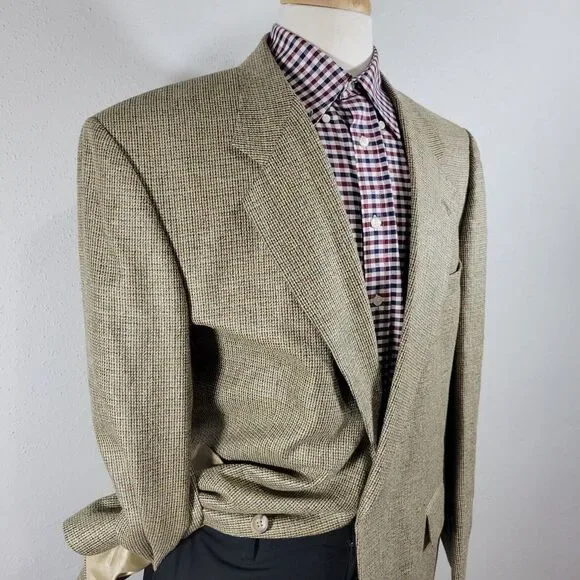 Robert Stock Men's Sport Coat Blazer Two Button Beige Silk Size about‎ 50R